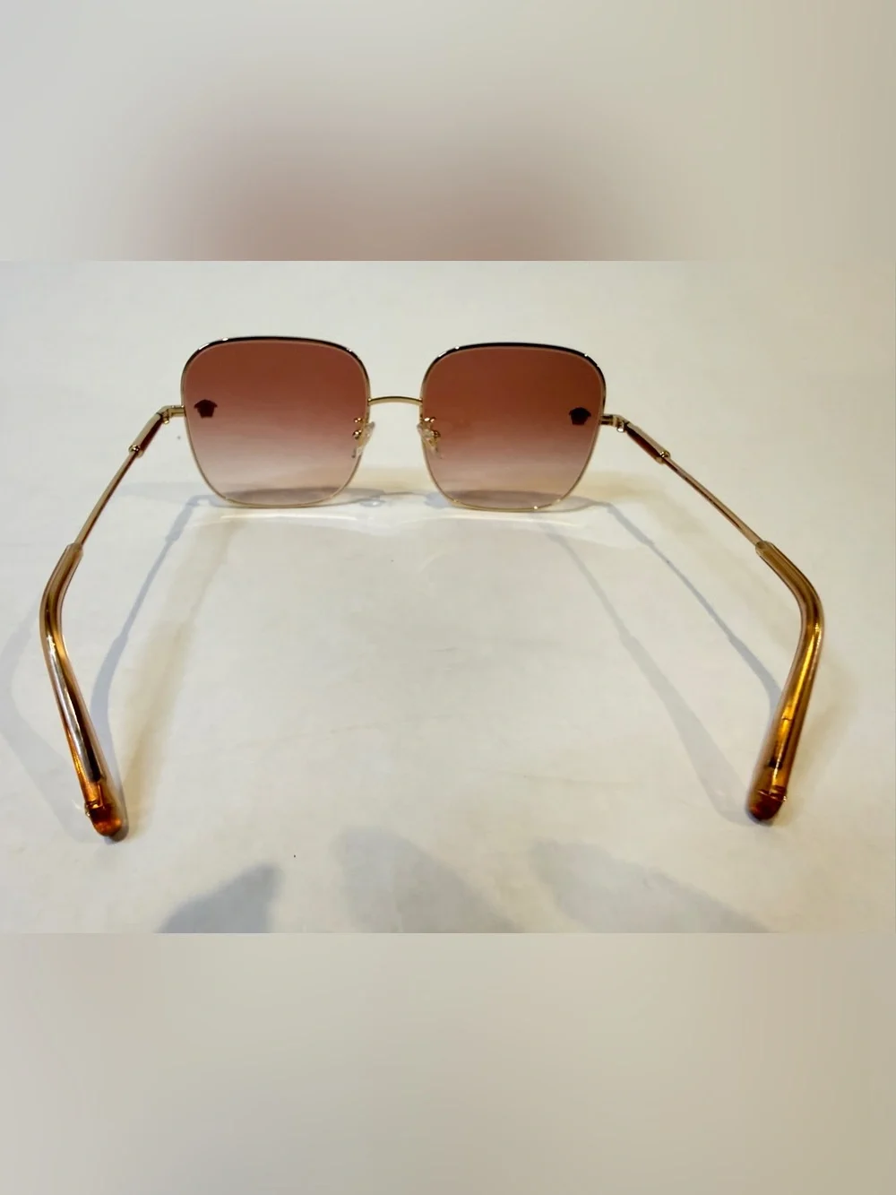 Versace Gold Metal Sunglasses with Pink Gradient Lenses